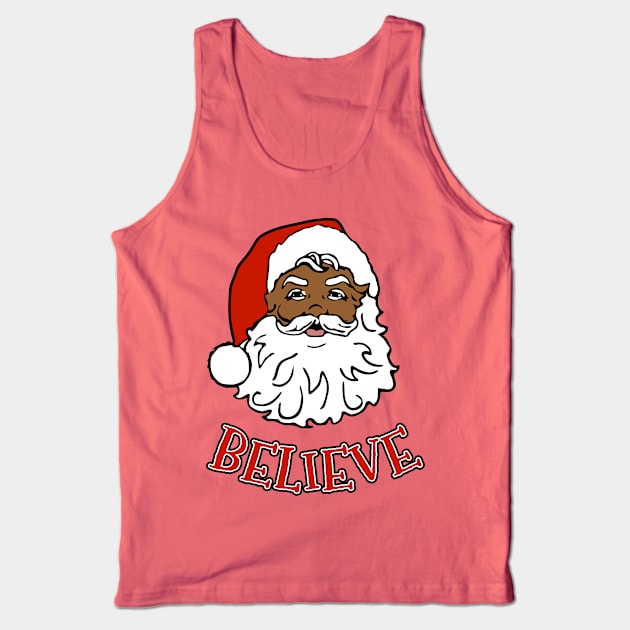 Black Santa Believe Tank Top by JCD666